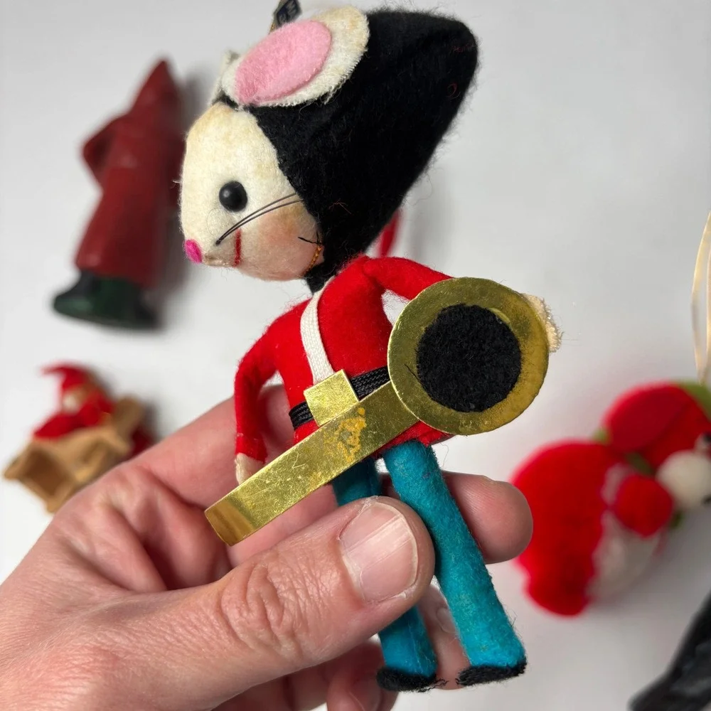 Vintage Christmas‎ Ornaments Lot Santa Elf Bird Nutcracker Mouse Holiday Decor